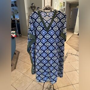 Winlar One Size Multicolor Vintage Caftan House Dress Kaftan Gown Moo Moo Sateen